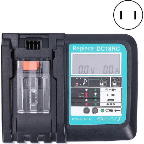 Chargeur de batterie au lithium pour batteries Li-ion DC18RC 14,4 V/18 V des séries BL1860 et BL1430 (100–240 V, connecteur JP)