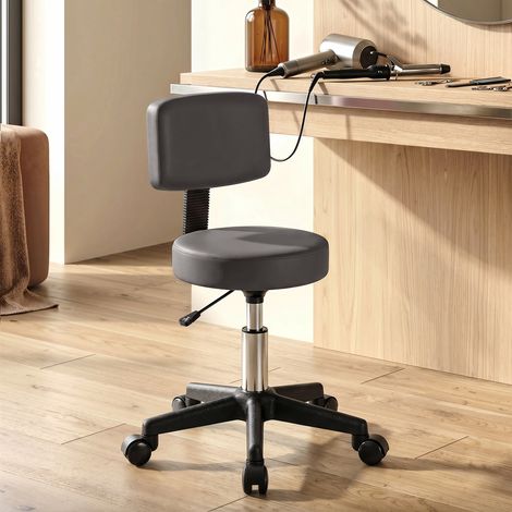 Tabouret massage roulettes réglable hauteur pivotant dossier ergonomique gris, professionnel (1/5)