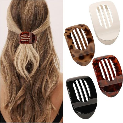 Juego de pinzas para el cabello para mujer (4 piezas): pinza plana, pinza de disco y gorro antideslizante. (1/5)