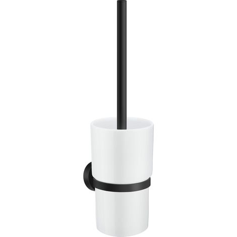 Smedbo HOME - WC-Bürste mit Behälter, Schwarz/Porzellan, Höhe 380 mm HB333P (1/2)