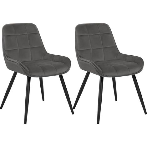 WOLTU Set of 2 Dining Chairs. Relaxing Chairs Velvet. Chairs for Bedroom. Living Room. Dining Room and Kitchen. Ergonomic Chairs with Backrest. Dark Grey (1/5)