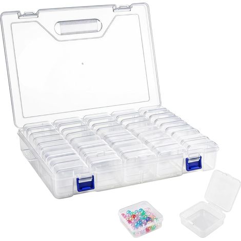 46 Small Plastic Boxes (2.2 x 2.2 x 2 cm), Transparent Box (1/5)