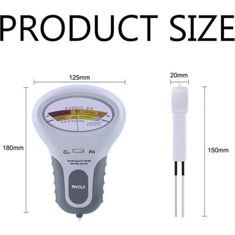 Tester per l'acqua della piscina, misurazioni rapide e precise di pH e cloro, involucro in plastica di alta qualità, portatile. (1/5)