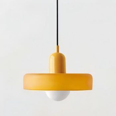 suspension de style Bauhaus aux accents médiévaux dotée d'un abat jour en vitrail. + Base 25 cm Verre Jaune Orange (1/4)