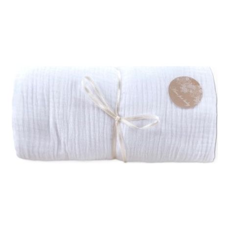 Lenzuolo con angoli in mussola per culla 10050 (bianco) (1/4)