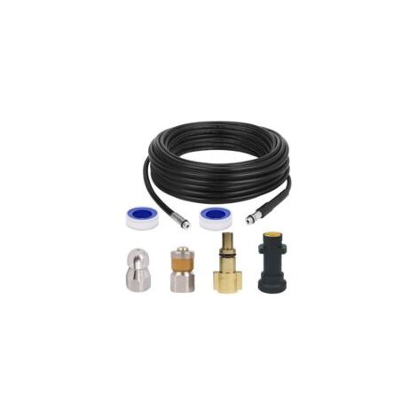 Kit desatascador de mangueras de 15 m para hidrolimpiadoras Karcher. Kit profesional desatascador de mangueras. Compatible con K2-K7/HD/HDS. 180 bar, 60 °C. - Crezuo