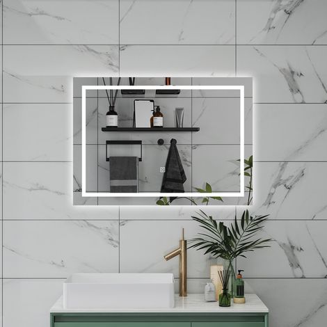 SPECCHIO DA BAGNO RETTANGOLARE DA 120X80CM CON LED, ANTIAPPANNAMENTO, 3 TEMPERATURE COLORE (1/5)
