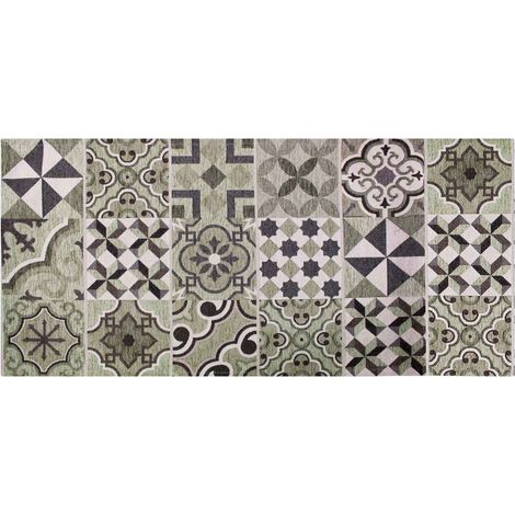 Tappeto Cucina In Ciniglia Arredo Moderno Passatoia Multiuso Ingresso Corridoio Antiscivolo Prodotto Italiano Disegni Piazzati Cotone Varie Misure Lavabile In Lavatrice Lavatrice Cementine Verde - 57x
