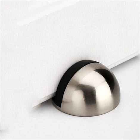 Butée de porte adhésive au sol en acier inoxydable, ovale, demi-lune (argent, 1 pièce) (1/5)