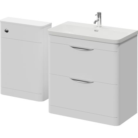 Oslo Gloss White 1350mm Vanity Unit Toilet Suite with Fina Basin - 1350mm - Oslo Standard HandleWithout Jubilee Toilet Pan