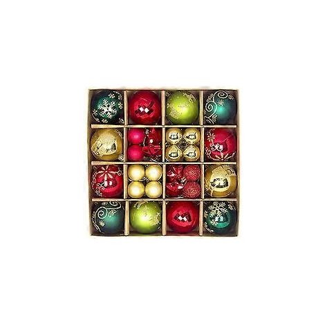 44 boules de Noël décoratives, incassables, pour sapin de Noël, articles de fête (or, rouge, vert) (1/2)