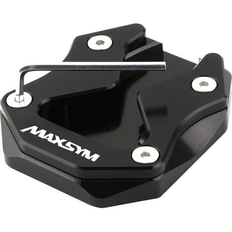 (Noir) Compatible avec SYM MAXSYM 400 MAXSYM400 400i 2021-2023. Accessoires moto CNC : béquille latérale, extension et plaque de support maxpower (1/4)