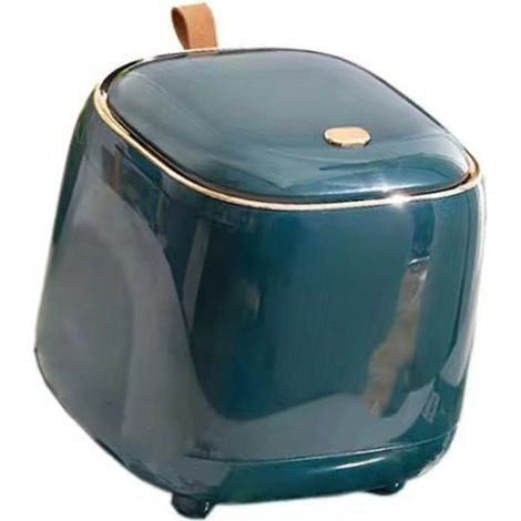Poubelle de bureau poussoir avec couvercle, double couche, grande ouverture, conteneur à déchets vert foncé pour salon (1/5)