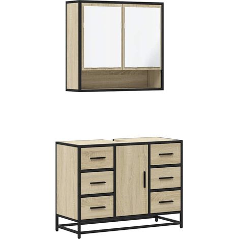 Maison Exclusive - 2-tlg. Badmöbel-Set Sonoma-Eiche Holzwerkstoff