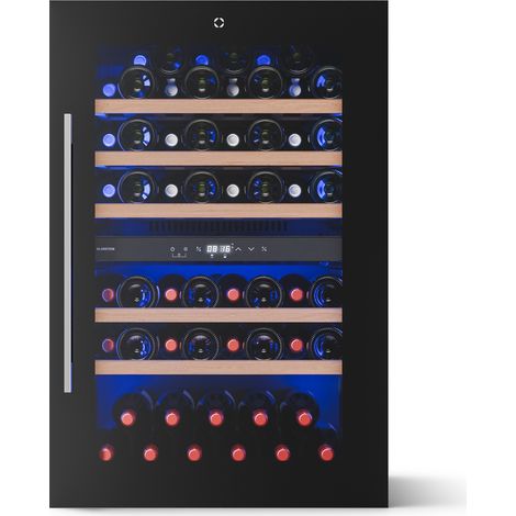 Klarstein Illuminosa Weinkühlschrank Einbau - 57 Flaschen, 2 Zonen, 5-22°C, Touch, LED, UV-Schutz, leise, Buchenholzregale, Einbau-Weinkühlschrank