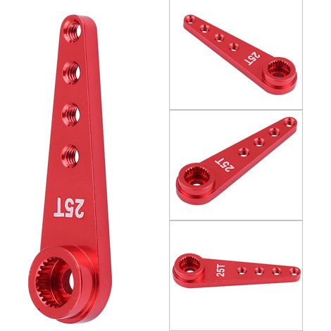 Bras de servo 25T en alliage d'aluminium usiné CNC pour camion RC WPL 1627 (Rouge) (1/5)