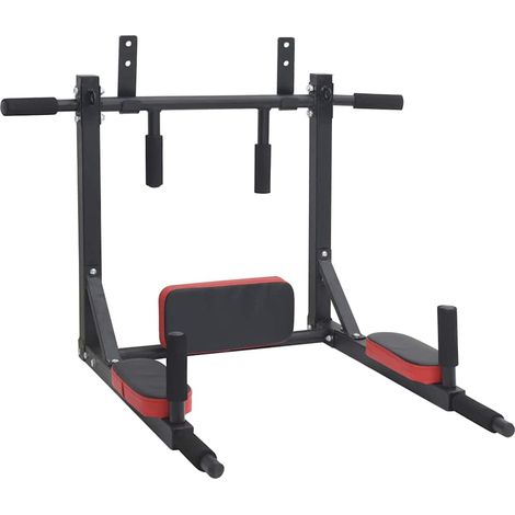 Station de tractions et dips Noir et Rouge 89 x 59 x 70 cm CFW755902 (1/5)