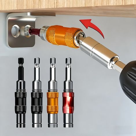 Tige d'Extension Multi-Angle pour Perceuse Électrique, Support Universel pour Embouts de Perceuse à Manivelle, Kit Magnétique Rotatif, Arbre 1/4 Pouce (Jaune Argent) (1/5)