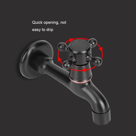 Robinet de piscine/serpillère en laiton style rétro, à poignée unique, ouverture rapide, pour usage domestique. Long Faucet noir. (1/5)