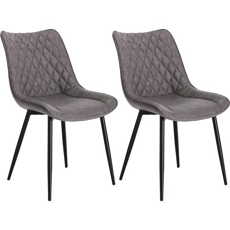 WOLTU 2X Sillas de Comedor Nordicas Estilo Vintage Juego de 2 Sillas de Cocina Sillas Tapizadas en Cuero Sintetico Aspecto de Cuero Antiguo Estructura de Metal Sillas Comedor Gris Oscuro (1/5)