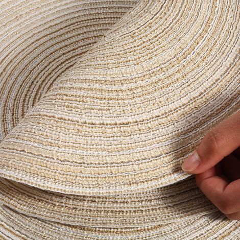 Manteles individuales redondos de polipropileno tejido, juego de 6 piezas, lavables, resistentes al calor, antideslizantes, 38 cm (beige) (1/2)