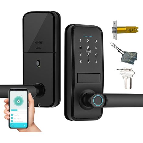 Smart Lock, Keyless Entry Door Lock with Sleek Matte Black Handle, Electronic Keypad Deadbolt, Fingerprint & Touchscreen Keypad, Biometric Door Lock, Bluetooth Smart Lock for Front Door (1/5)