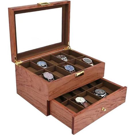 Boîte à Montres en Bois 20 Compartiments - Présentation et Rangement (1/5)