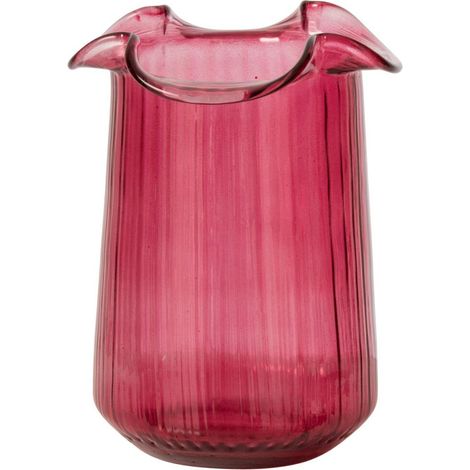 Vase Design en Verre "Halvor" 20cm Fuchsia (1/3)