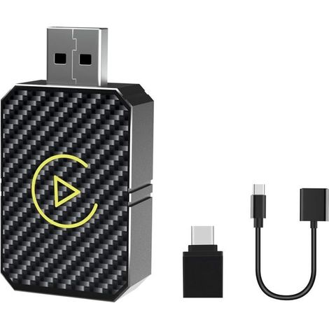 Adaptateur Carplay Sans Fil & Android Auto Sans Fil, 2 En 1 Wireless Carplay Adapter, Plug And Play, Supporte Bluetooth/Wifi/ (1/5)