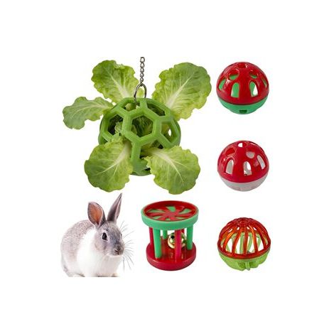 Lot de 2 x 5 Pièces Jouet Lapin Balle Légumes et Balle Grelot, Puzzle Intelligence pour Cochon d'Inde Écureuil Tortue et Hamster Rongeur (1/4)