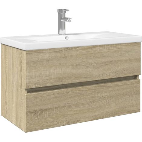 Maison Exclusive - 2-tlg. Badmöbel-Set Keramik und Holzwerkstoff