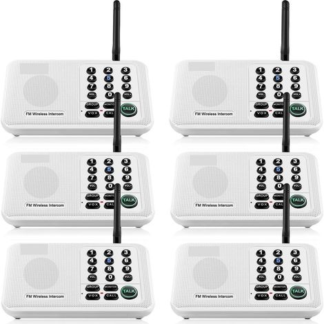 Système d'interphone sans Fil Monobloc for Bureau d'affaires à Domicile 5280 Pieds Longue portée 10 canaux système de Communication pièce à pièce(Blanc) (1/5)