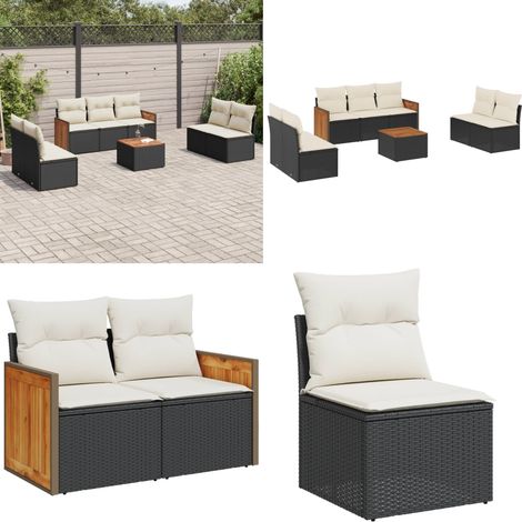 8-tlg. Garten-Sofagarnitur mit Kissen Schwarz Poly Rattan - Gartenmöbel - Sofagarnitur - Rattan Möbel - Outdoor Möbel - Balkonmöbel - Home & Living (1/5)