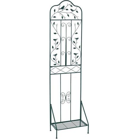 Treillis métallique pour plantes grimpantes avec étagère pliante et piquets anti-basculement pour jardin, terrasse et cour (1/5)