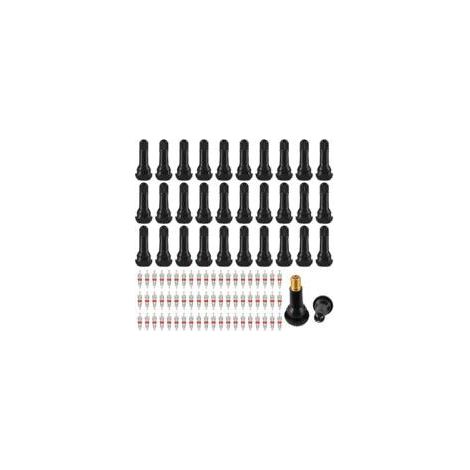 30 Pièces TR414 Valve Pneu Voiture et 60 Pièces Obus de Valve en Caoutchouc Snap-in Jantes Valves Tubeless Valves Auto pour Voiture Bicyclettes Moto Véhicules Tout-Terrain (Noir) (1/5)