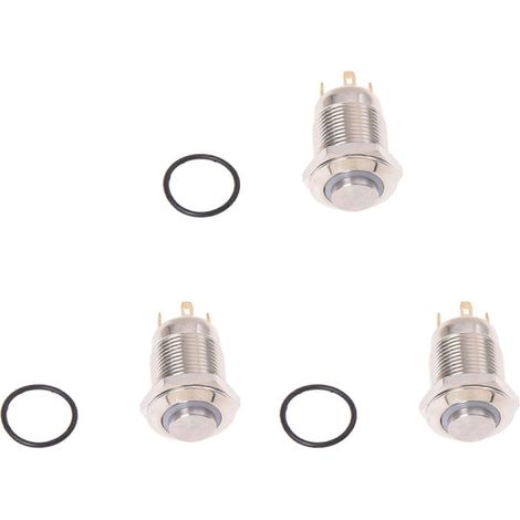 boutons-poussoirs 3V pour sonnette, LED bleue, 12 mm, argent (1/5)