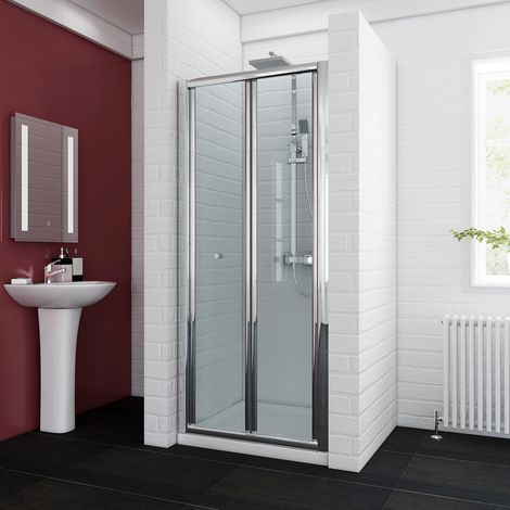 ELEGANT 700mm Bifold Shower Enclosure Reversible Folding Shower Cubicle Door (1/4)