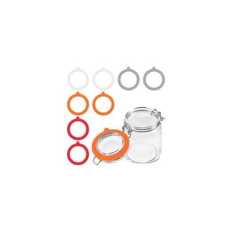 Lot de 8 joints de rechange en silicone, anneaux en caoutchouc pour bocaux de conserve, joints en verre, couleurs assorties, étanches, bagues d'étanchéité 70 x 95 mm