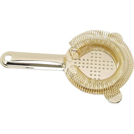 Passoire à cocktail antirouille à filtration efficace en acier inoxydable 304, accessoire de bar idéal pour la maison, les mini-bars, les clubs et les restaurants. Couleur or. (1/5)