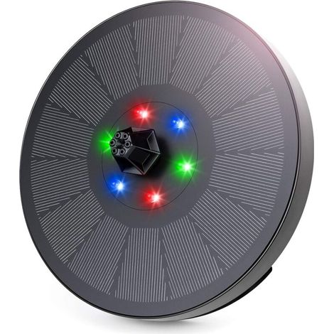 YMYNY Pompe de Fontaine Solaire, Fontaine d'eau Solaire 3W / 7V avec 6 lumières LED, 7 Buses Pompe à Eau Solaire de Secours, Fonction d'eau pour Bain d'oiseaux, Aquarium, étang, Jardin (Lumière RVB) (1/5)