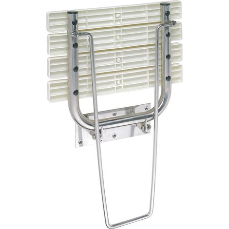 BEMETA HELP Duschklappsitz mit Sicherheitsbein 44x46x47cm aus gebürstetem Edelstahl, Weiß (301102182)