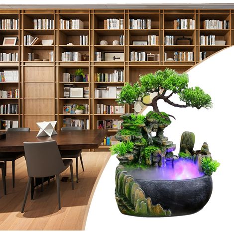Fontaine d'intérieur avec cascade, lumière LED, design compact (1/5)