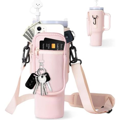 Sacoche pour bouteille d'eau, sac bandoulière rose pour le sport au quotidien