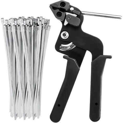 Pistolet à Attache en Acier Inoxydable, Outil D'attache de Câble avec 100 Pièces Serre-Câbles Inox Electriques (200mm), Outil pour Serre-Câbles en Acier Inox, Serre Cable Acier Pince Collier (1/4)