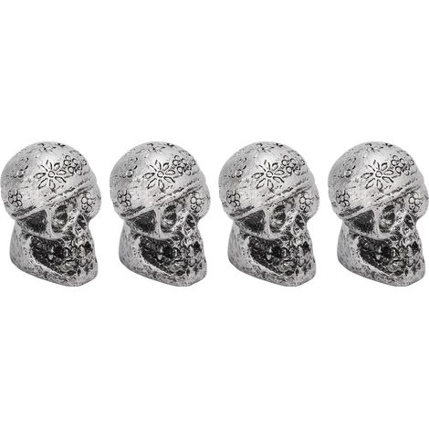 4 Embouts de valve pneu crâne avec joint caoutchouc pour voitures vélos 4x4 camions motos - Argent (1/5)