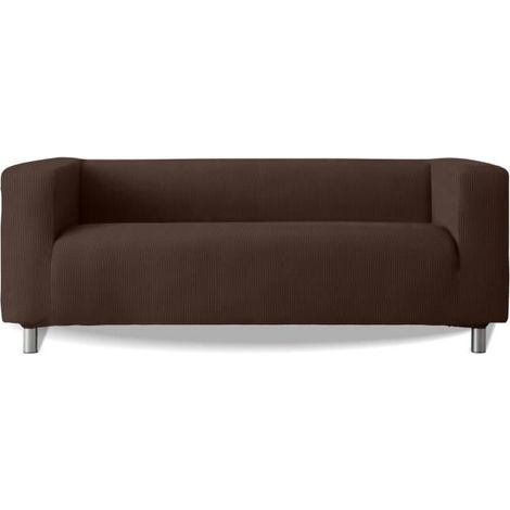 1 housse de canapé Klippan, tissu multi-élastique, housse de canapé avec repose-bras haut, Aruba marron, pour canapés IKEA similaires (1/4)
