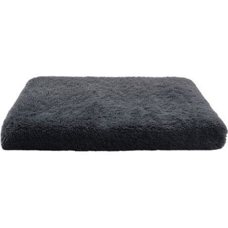 Coussin carré en peluche gris foncé pour chien et chat, 40 x 30 x 5 cm, doux et moelleux, idéal pour un sommeil profond, 1 pièce (1/5)