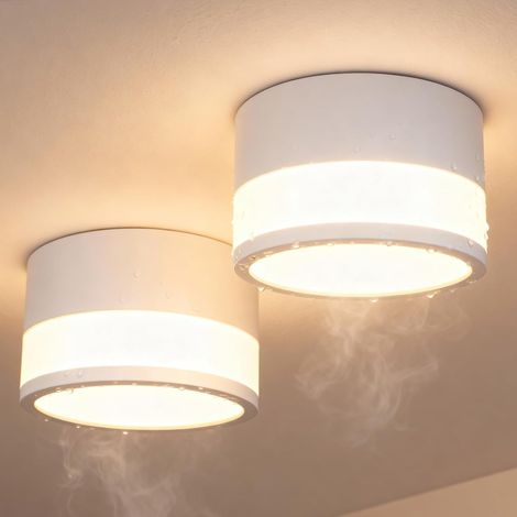 IP44 Wasserdichte Deckenleuchte Aufputz Weiß für Bad Küchen, 2er LED Aufbauspots Warmweiß 3000K für Wohnzimmer Flur, 12W 1100LM Aufbaustrahler Deckenspot 230V Feuchtraum, Rund Ø100mm63mm