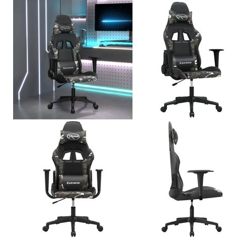 Chaise de jeu Noir et camouflage Similicuir - Chaises Gaming - Fauteuil Gamer - Chaise Bureau - Chaise Ergonomique - Chaise Confortable - Home & Living (1/5)