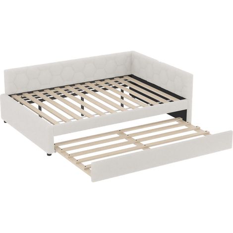 Letto da giorno 140 x 200 cm con letto estraibile, rete, porte USB-C e lampada, bianco (1/5)
